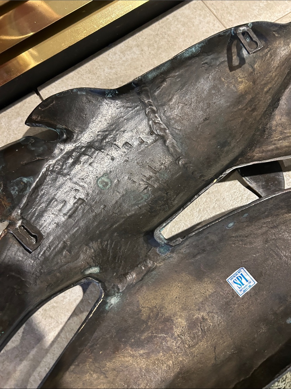 Brass Dolphins Wall Sculpture in Aged Verdigris Finish - Picture 8 of 8